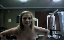 Adorable teen strips naked inside the gym