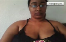 Black woman shows her huge boobs