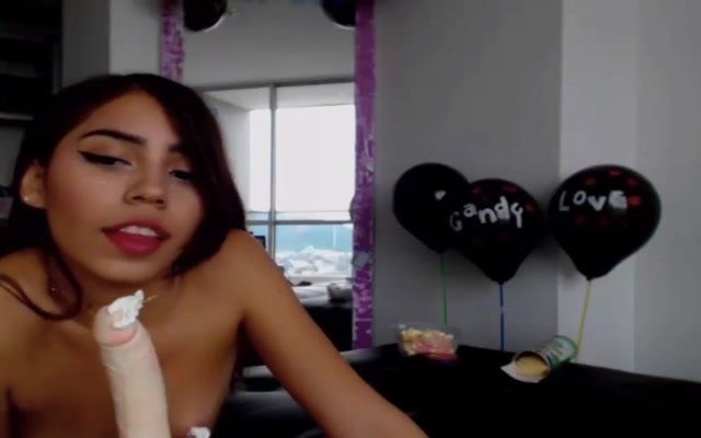 Hot Latina Teen Sucking Dildo On Webcam