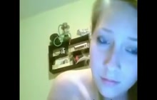 Sweet blonde teen masturbates on webcam